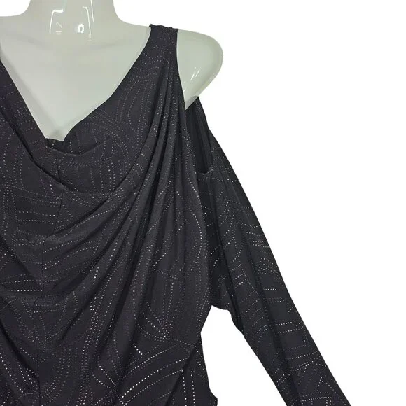 David Meister Black Cold Shoulder Dress Stretch‎ Anti-Wrinkle Womens 6 - Picture 10 of 14
